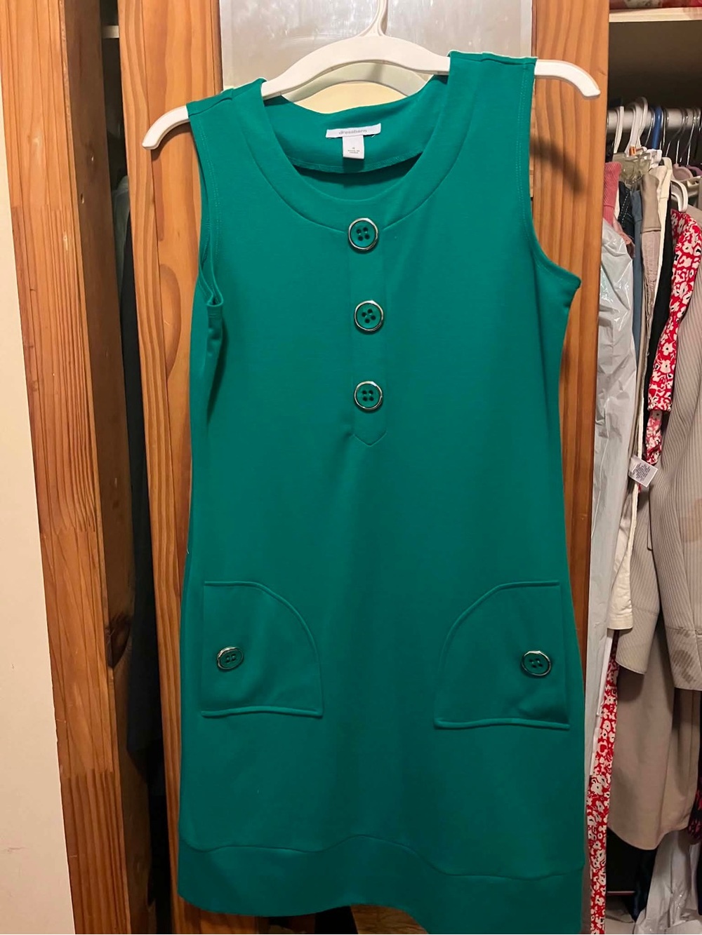 dressbarn Teal Sleeveless Midi Dress with Button Accents